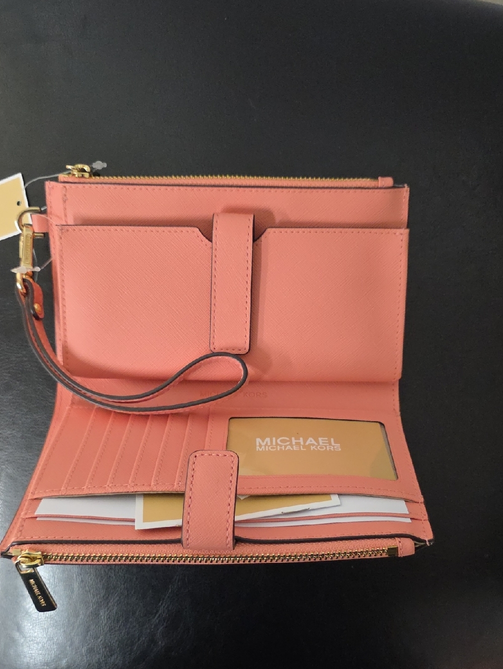 Michael Kors Jet Set Travel Double  Wristlet Wallet with Gold Hardware
